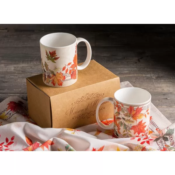 Maison d Hermine Coffee Mug with Handles Easy to Hold 15 Oz Fine Bone China Mug Pack of Two for Hot Beverages Cappuccino Cocoa Milk Other Liquid Office Colmar11  Amarante