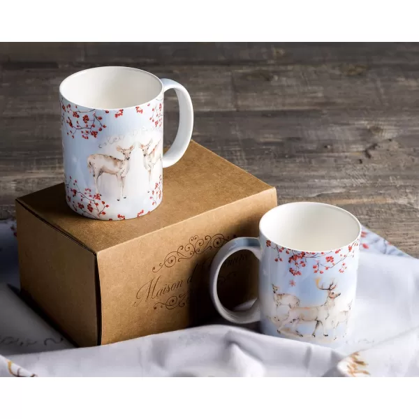 Maison d Hermine Coffee Mug with Handles Easy to Hold 15 Oz Fine Bone China Mug Pack of Two for Hot Beverages Cappuccino Cocoa Milk Other Liquid Office Colmar24  Fairytale Forest