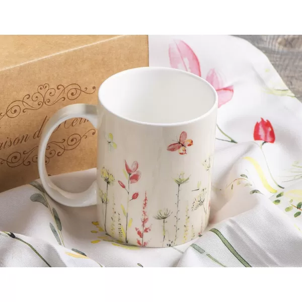 Maison d Hermine Coffee Mug with Handles Easy to Hold 15 Oz Fine Bone China Mug Pack of Two for Hot Beverages Cappuccino Cocoa Milk Other Liquid Office Colmar05  Botanical Fresh
