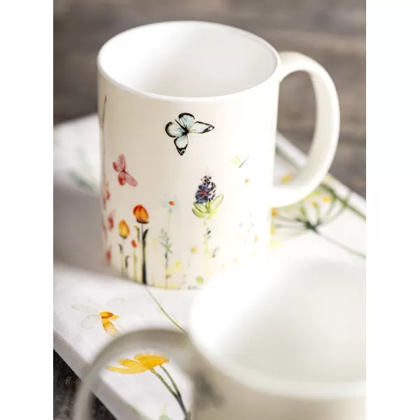 Maison d Hermine Coffee Mug with Handles Easy to Hold 15 Oz Fine Bone China Mug Pack of Two for Hot Beverages Cappuccino Cocoa Milk Other Liquid Office Colmar05  Botanical Fresh