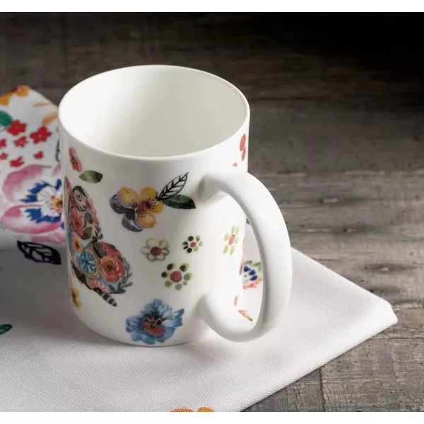 Maison d Hermine Coffee Mug with Handles Easy to Hold 15 Oz Fine Bone China Mug Pack of Two for Hot Beverages Cappuccino Cocoa Milk Other Liquid Office Colmar16  Happy Florals  High Summer  Butterflies