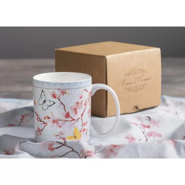 Maison d Hermine Coffee Mug with Handles Easy to Hold 15 Oz Fine Bone China Mug Pack of Two for Hot Beverages Cappuccino Cocoa Milk Other Liquid Office Colmar21  Blossoms In Spring  Sakura