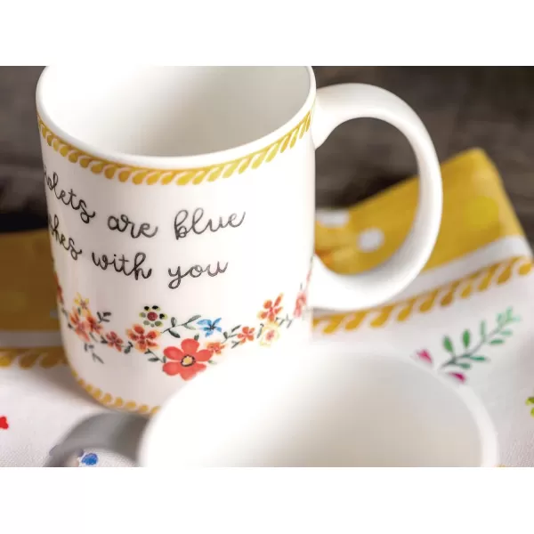 Maison d Hermine Coffee Mug with Handles Easy to Hold 15 Oz Fine Bone China Mug Pack of Two for Hot Beverages Cappuccino Cocoa Milk Other Liquid Office Colmar28  Happy Florals  Sweety  Sweety