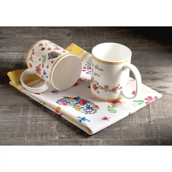 Maison d Hermine Coffee Mug with Handles Easy to Hold 15 Oz Fine Bone China Mug Pack of Two for Hot Beverages Cappuccino Cocoa Milk Other Liquid Office Colmar28  Happy Florals  Sweety  Sweety