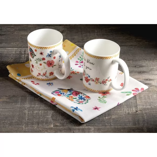 Maison d Hermine Coffee Mug with Handles Easy to Hold 15 Oz Fine Bone China Mug Pack of Two for Hot Beverages Cappuccino Cocoa Milk Other Liquid Office Colmar28  Happy Florals  Sweety  Sweety