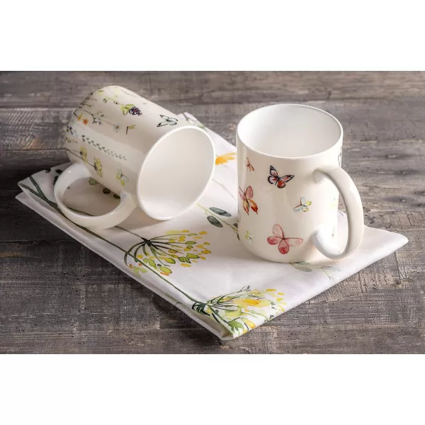 Maison d Hermine Coffee Mug with Handles Easy to Hold 15 Oz Fine Bone China Mug Pack of Two for Hot Beverages Cappuccino Cocoa Milk Other Liquid Office Colmar05  Botanical Fresh
