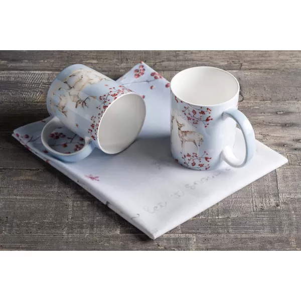 Maison d Hermine Coffee Mug with Handles Easy to Hold 15 Oz Fine Bone China Mug Pack of Two for Hot Beverages Cappuccino Cocoa Milk Other Liquid Office Colmar24  Fairytale Forest