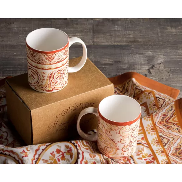 Maison d Hermine Coffee Mug with Handles Easy to Hold 15 Oz Fine Bone China Mug Pack of Two for Hot Beverages Cappuccino Cocoa Milk Other Liquid Office Colmar25  Palatial Paisley