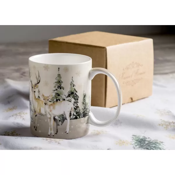 Maison d Hermine Coffee Mug with Handles Fine Bone China Mug Pack of One for Hot Beverages  Coffee Cappuccino Latte Home Office Perfect Gifts for Mothers Day Men ampamp WomenSous  Bois  Foret 12 Oz04  Deer In The Woods  Forest Deer