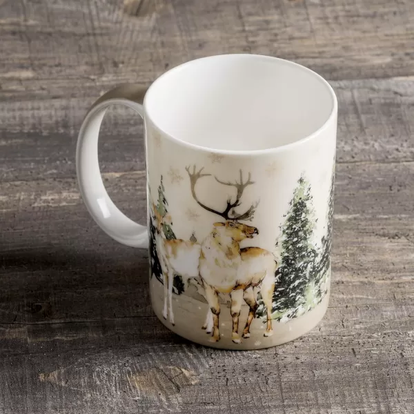 Maison d Hermine Coffee Mug with Handles Fine Bone China Mug Pack of One for Hot Beverages  Coffee Cappuccino Latte Home Office Perfect Gifts for Mothers Day Men ampamp WomenSous  Bois  Foret 12 Oz04  Deer In The Woods  Forest Deer