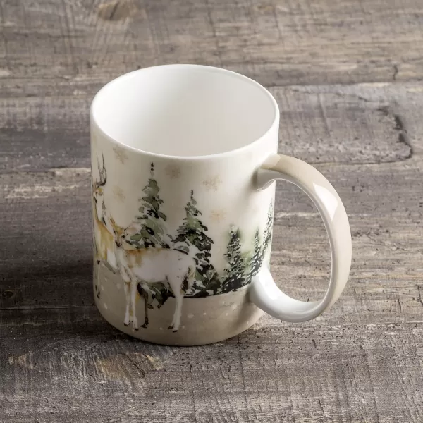 Maison d Hermine Coffee Mug with Handles Fine Bone China Mug Pack of One for Hot Beverages  Coffee Cappuccino Latte Home Office Perfect Gifts for Mothers Day Men ampamp WomenSous  Bois  Foret 12 Oz04  Deer In The Woods  Forest Deer