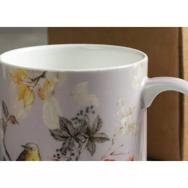 Maison d Hermine Coffee Mug with Handles Fine Bone China Mug Pack of One for Hot Beverages  Coffee Cappuccino Latte Home Office Perfect Gifts for Mothers Day Men ampamp WomenSous  Bois  Foret 12 Oz23  Equinoxe  Grey  Passerine