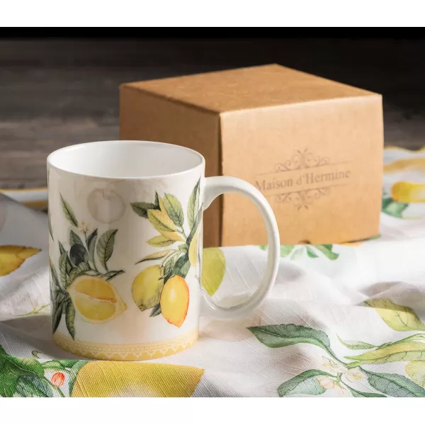 Maison d Hermine Coffee Mug with Handles Fine Bone China Mug Pack of One for Hot Beverages  Coffee Cappuccino Latte Home Office Perfect Gifts for Mothers Day Men ampamp WomenSous  Bois  Foret 12 Oz09  Limoncello  Verna