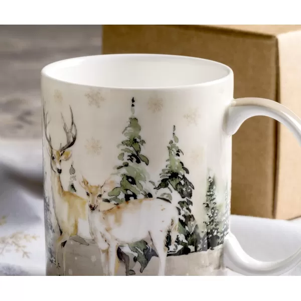 Maison d Hermine Coffee Mug with Handles Fine Bone China Mug Pack of One for Hot Beverages  Coffee Cappuccino Latte Home Office Perfect Gifts for Mothers Day Men ampamp WomenSous  Bois  Foret 12 Oz04  Deer In The Woods  Forest Deer