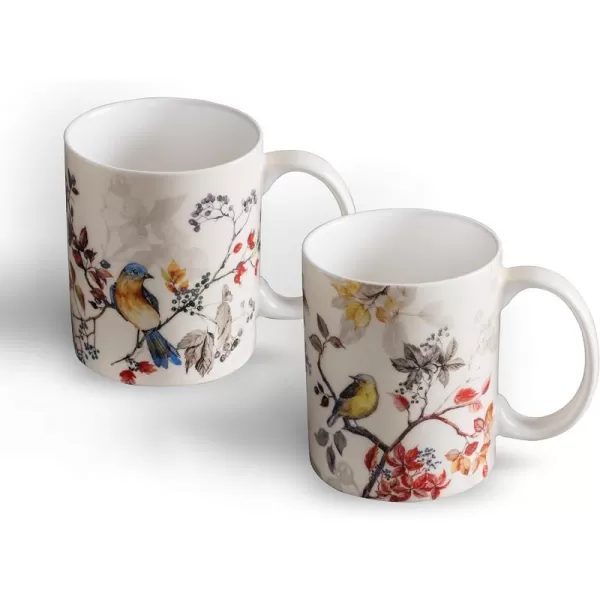 Maison d Hermine Coffee Mug with Handles Easy to Hold 12 Oz Fine Bone China Mug Pack of Two for Hot Beverages Cappuccino Cocoa Milk Other Liquid Office Botanical Fresh  Meadow06  Equinoxe  Beige