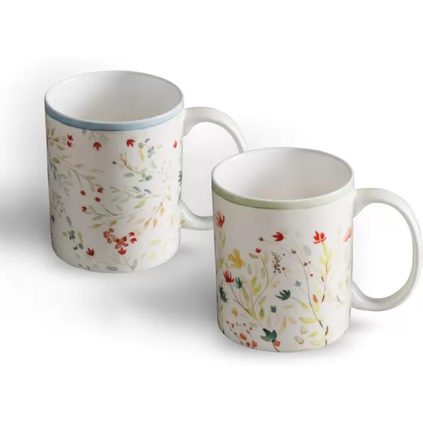 Maison d Hermine Coffee Mug with Handles Easy to Hold 12 Oz Fine Bone China Mug Pack of Two for Hot Beverages Cappuccino Cocoa Milk Other Liquid Office Botanical Fresh  Meadow02  Colmar