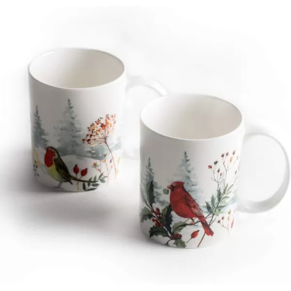 Maison d Hermine Coffee Mug with Handles Easy to Hold 12 Oz Fine Bone China Mug Pack of Two for Hot Beverages Cappuccino Cocoa Milk Other Liquid Office Botanical Fresh  Meadow03  Morzine