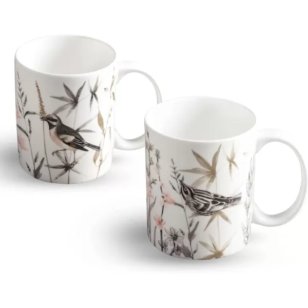 Maison d Hermine Coffee Mug with Handles Easy to Hold 12 Oz Fine Bone China Mug Pack of Two for Hot Beverages Cappuccino Cocoa Milk Other Liquid Office Botanical Fresh  Meadow19  Meadow Florals