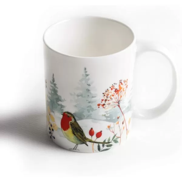 Maison d Hermine Coffee Mug with Handles Easy to Hold 12 Oz Fine Bone China Mug Pack of Two for Hot Beverages Cappuccino Cocoa Milk Other Liquid Office Botanical Fresh  Meadow03  Morzine  Chamonix