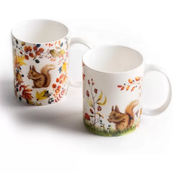 Maison d Hermine Coffee Mug with Handles Easy to Hold 12 Oz Fine Bone China Mug Pack of Two for Hot Beverages Cappuccino Cocoa Milk Other Liquid Office Botanical Fresh  Meadow03  Morzine  Bois