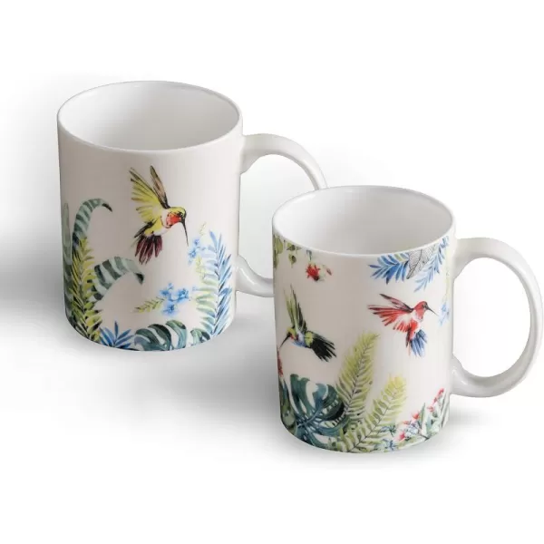 Maison d Hermine Coffee Mug with Handles Easy to Hold 12 Oz Fine Bone China Mug Pack of Two for Hot Beverages Cappuccino Cocoa Milk Other Liquid Office Botanical Fresh  Meadow12  Tropiques