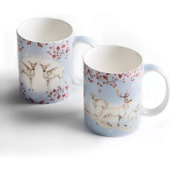 Maison d Hermine Coffee Mug with Handles Easy to Hold 12 Oz Fine Bone China Mug Pack of Two for Hot Beverages Cappuccino Cocoa Milk Other Liquid Office Botanical Fresh  Meadow24  Fairytale Forest