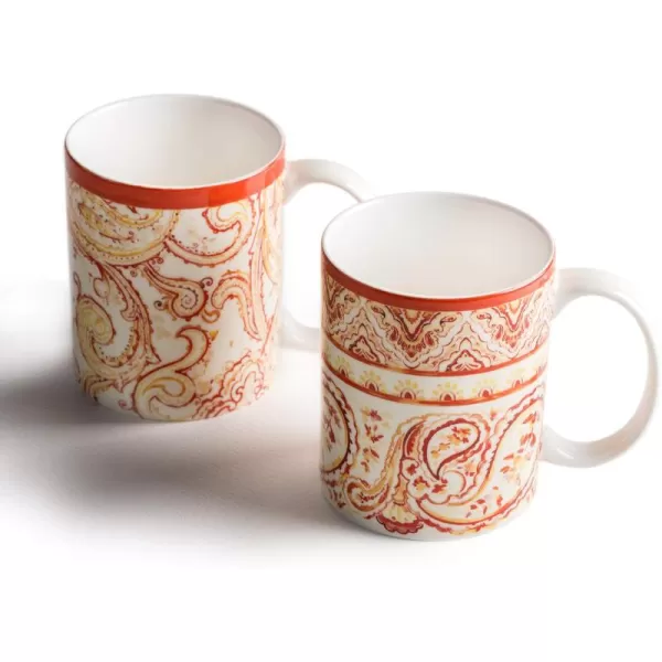 Maison d Hermine Coffee Mug with Handles Easy to Hold 12 Oz Fine Bone China Mug Pack of Two for Hot Beverages Cappuccino Cocoa Milk Other Liquid Office Botanical Fresh  Meadow25  Palatial Paisley