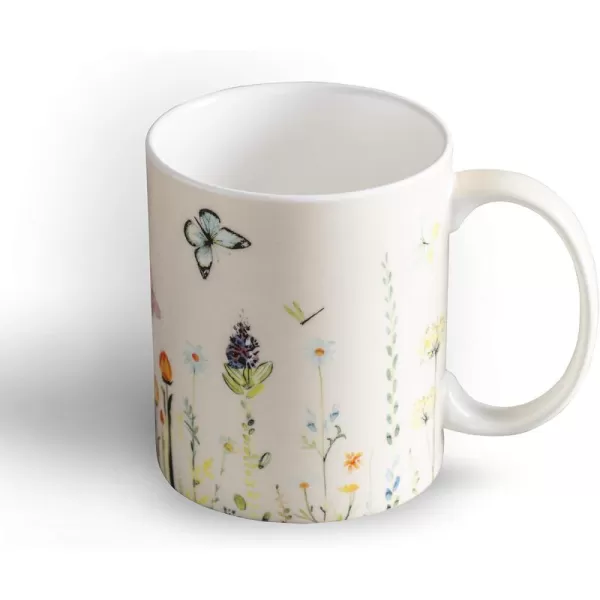 Maison d Hermine Coffee Mug with Handles Easy to Hold 15 Oz Fine Bone China Mug Pack of One for Hot Beverages Cappuccino Cocoa Milk Other Liquid Office Kelim  Last Days of Summer05  Botanical Fresh  Meadow