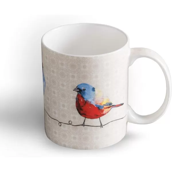 Maison d Hermine Coffee Mug with Handles Easy to Hold 15 Oz Fine Bone China Mug Pack of One for Hot Beverages Cappuccino Cocoa Milk Other Liquid Office Kelim  Last Days of Summer07  Birdies On Wire  Robin