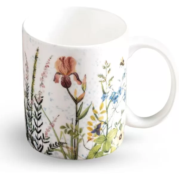 Maison d Hermine Coffee Mug with Handles Easy to Hold 15 Oz Fine Bone China Mug Pack of One for Hot Beverages Cappuccino Cocoa Milk Other Liquid Office Kelim  Last Days of Summer01  Fleurs De Mai  Prairie