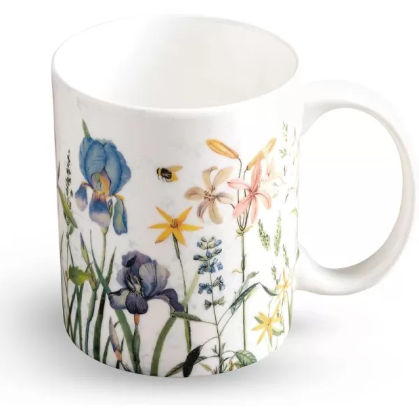 Maison d Hermine Coffee Mug with Handles Easy to Hold 15 Oz Fine Bone China Mug Pack of One for Hot Beverages Cappuccino Cocoa Milk Other Liquid Office Kelim  Last Days of Summer01  Fleurs De Mai  Floral