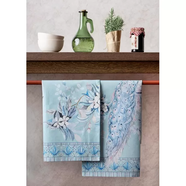 imageMaison d Hermine Kitchen Towel 100 Combed Cotton Premium Set of 3 Soft Easter Bar Towel MultiPurpose Dish Cloth for Dining Buffet Parties ampamp Camping  MosaicPeacock Utopia  Pastel Turquoise