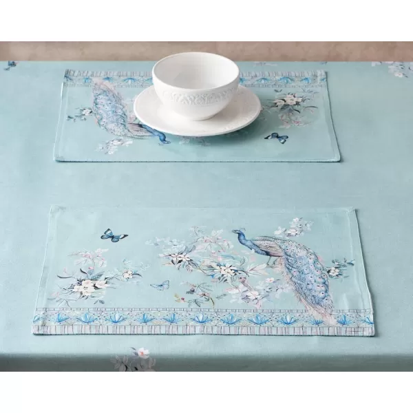 imageMaison d Hermine Placemats 100 Combed Cotton Premium Set of 4 Dinner Placemat Decorative Washable Cloth Placemat Dining Buffet Parties ampamp Camping  Mosaic 13quotx19quotPeacock Utopia  Pastel Turquoise