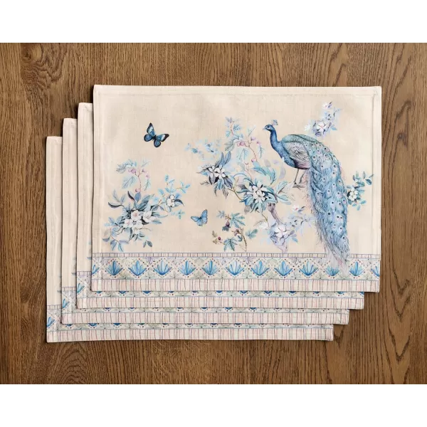 imageMaison d Hermine Placemats 100 Combed Cotton Premium Set of 4 Dinner Placemat Decorative Washable Cloth Placemat Dining Buffet Parties ampamp Camping  Mosaic 13quotx19quotPeacock Utopia  Sandy Beach