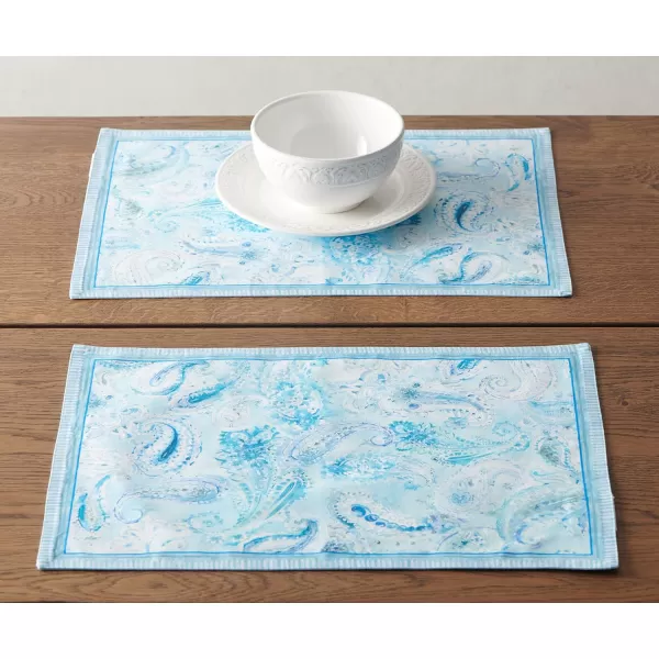 imageMaison d Hermine Placemats 100 Combed Cotton Premium Set of 4 Dinner Placemat Decorative Washable Cloth Placemat Dining Buffet Parties ampamp Camping  Mosaic 13quotx19quotPaisley Blues