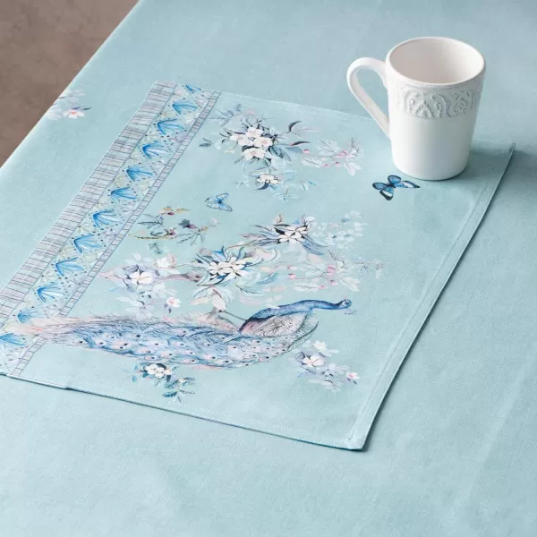 imageMaison d Hermine Placemats 100 Combed Cotton Premium Set of 4 Dinner Placemat Decorative Washable Cloth Placemat Dining Buffet Parties ampamp Camping  Mosaic 13quotx19quotPeacock Utopia  Pastel Turquoise