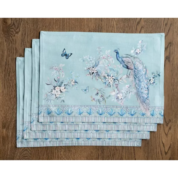 imageMaison d Hermine Placemats 100 Combed Cotton Premium Set of 4 Dinner Placemat Decorative Washable Cloth Placemat Dining Buffet Parties ampamp Camping  Mosaic 13quotx19quotPeacock Utopia  Pastel Turquoise