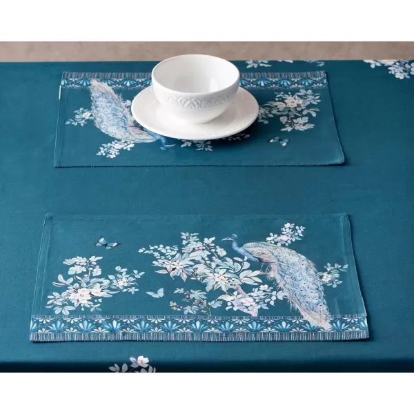 imageMaison d Hermine Placemats 100 Combed Cotton Premium Set of 4 Dinner Placemat Decorative Washable Cloth Placemat Dining Buffet Parties ampamp Camping  Mosaic 13quotx19quotPeacock Utopia  Deep Sea