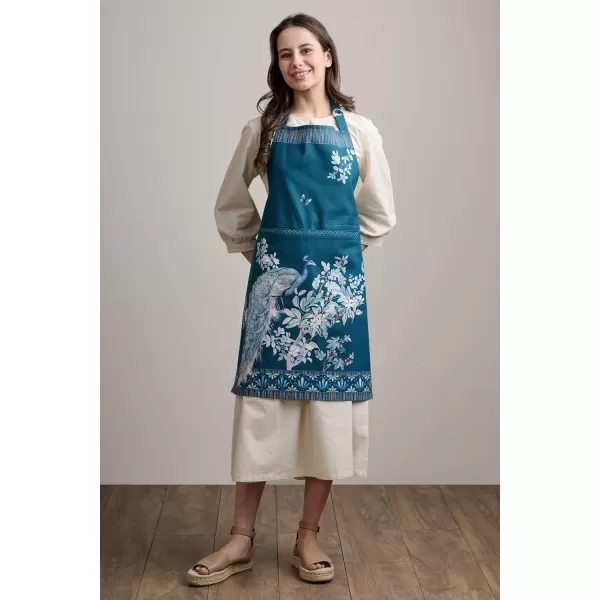 imageMaison d Hermine Premium 100 Combed Cotton Kitchen Easter Chef Apron with an Adjustable Neck with Long Ties for Women MenPeacock Uthopia  Deep Sea