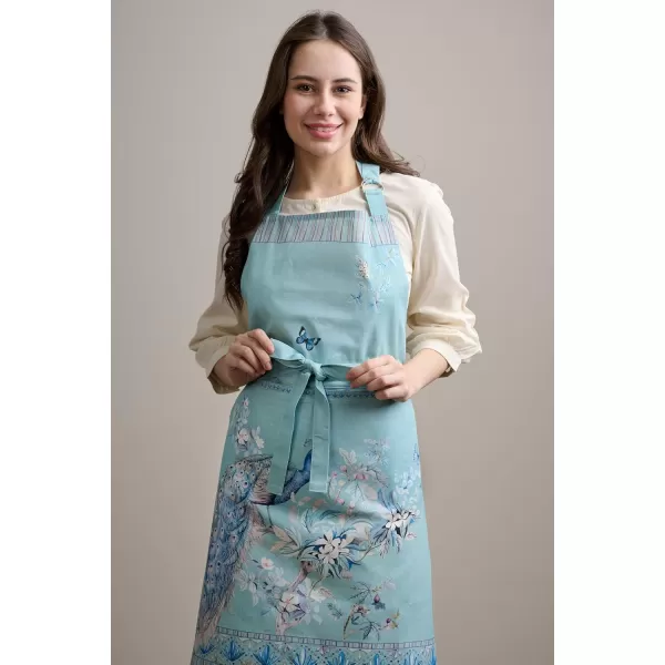 imageMaison d Hermine Premium 100 Combed Cotton Kitchen Easter Chef Apron with an Adjustable Neck with Long Ties for Women MenPeacock Uthopia  Pastel Turquoise