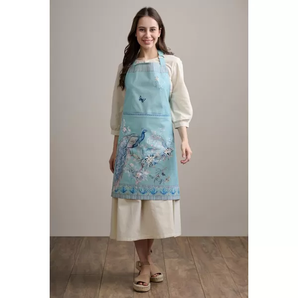 imageMaison d Hermine Premium 100 Combed Cotton Kitchen Easter Chef Apron with an Adjustable Neck with Long Ties for Women MenPeacock Uthopia  Pastel Turquoise