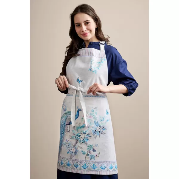 imageMaison d Hermine Premium 100 Combed Cotton Kitchen Easter Chef Apron with an Adjustable Neck with Long Ties for Women MenPeacock Utopia