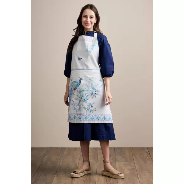 imageMaison d Hermine Premium 100 Combed Cotton Kitchen Easter Chef Apron with an Adjustable Neck with Long Ties for Women MenPeacock Utopia