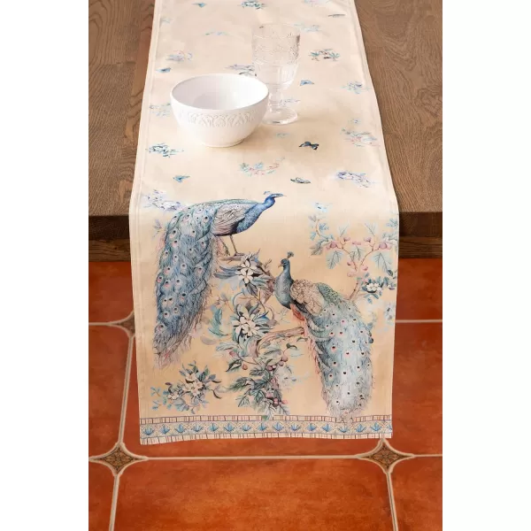 imageMaison d Hermine Table Runner 100 Combed Cotton Premium 1450 Inch x 72 Inch Decorative Runner Table Runners Dining Kitchen Parties ampamp Camping Mosaic Double LayerPeacock Utopia  Sandy Beach