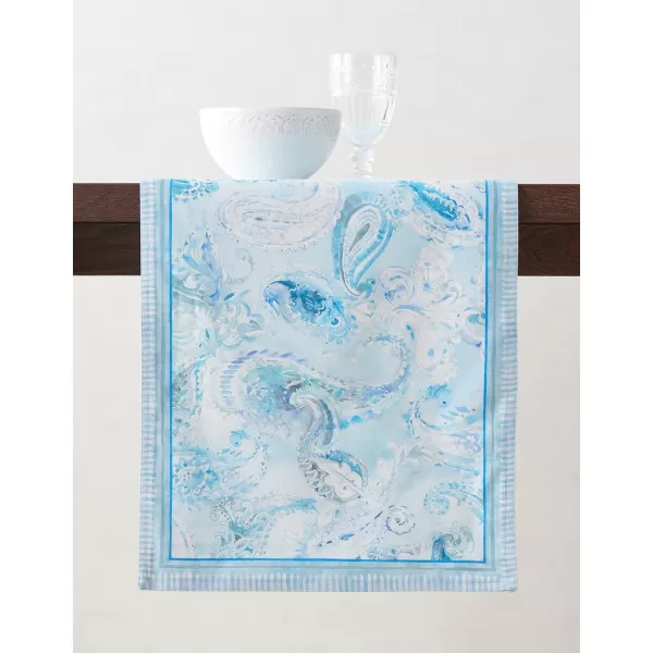 imageMaison d Hermine Table Runner 100 Combed Cotton Premium 1450 Inch x 72 Inch Decorative Runner Table Runners Dining Kitchen Parties ampamp Camping Mosaic Double LayerPaisley Blues