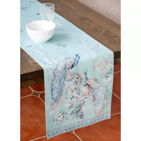 imageMaison d Hermine Table Runner 100 Combed Cotton Premium 1450 Inch x 72 Inch Decorative Runner Table Runners Dining Kitchen Parties ampamp Camping Mosaic Double LayerPeacock Utopia  Pastel Turquoise