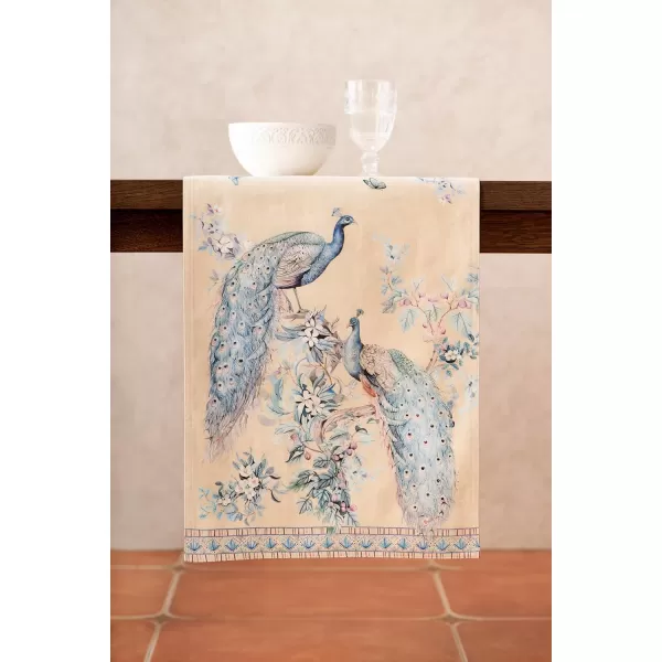 imageMaison d Hermine Table Runner 100 Combed Cotton Premium 1450 Inch x 72 Inch Decorative Runner Table Runners Dining Kitchen Parties ampamp Camping Mosaic Double LayerPeacock Utopia  Sandy Beach