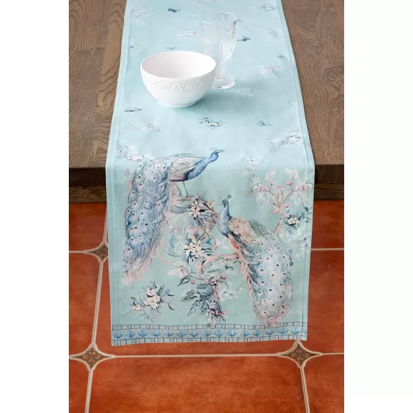 imageMaison d Hermine Table Runner 100 Combed Cotton Premium 1450 Inch x 72 Inch Decorative Runner Table Runners Dining Kitchen Parties ampamp Camping Mosaic Double LayerPeacock Utopia  Pastel Turquoise