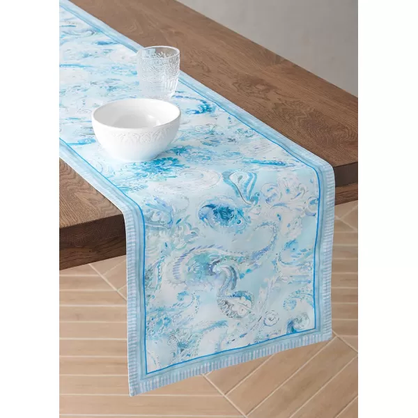 imageMaison d Hermine Table Runner 100 Combed Cotton Premium 1450 Inch x 72 Inch Decorative Runner Table Runners Dining Kitchen Parties ampamp Camping Mosaic Double LayerPaisley Blues