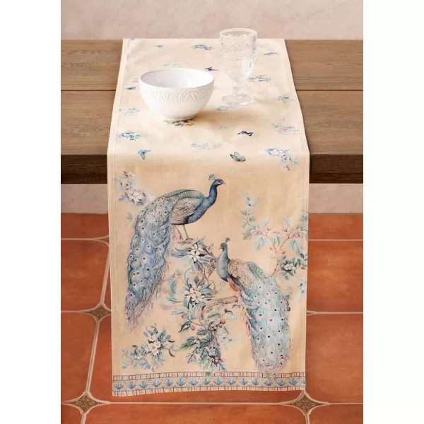 imageMaison d Hermine Table Runner 100 Combed Cotton Premium 1450 Inch x 72 Inch Decorative Runner Table Runners Dining Kitchen Parties ampamp Camping Mosaic Double LayerPeacock Utopia  Sandy Beach